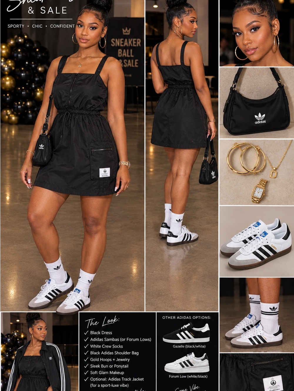 adidas Black Sleeveless A-Line Dress with Drawcord Waist